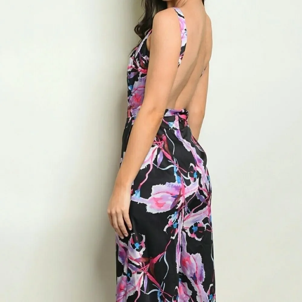 Black & Pink lined crop Jumpsuit - Picture 1 of 4
